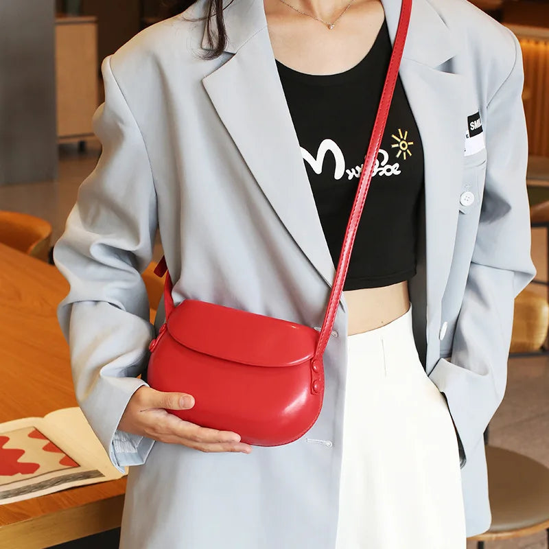 Hot-Selling Women's All-Match New Large-Sized Pressed Shell Bag Saddle Bag Student Party Shoulder Crossbody Small Bag