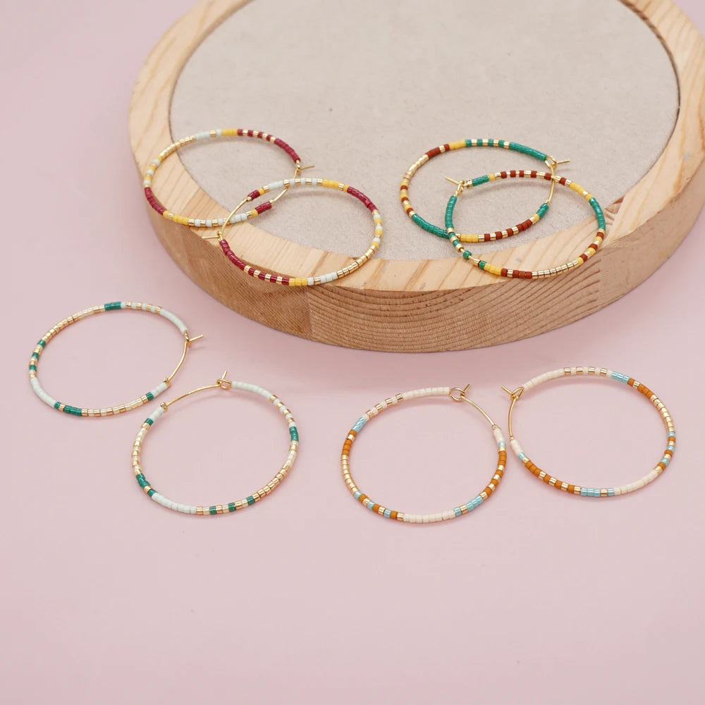 Go2boho Gold Plated Hoop Colorful Beaded Earring Women Handmade Boho Beach Gift Girl Fashion Jewelry Miyuki Seed Bead Earring