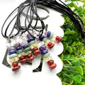 Natural Crystal Seven Chakra Bead Necklace Reiki Healing Gemstone Quartz Pendant for Gift