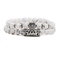 Wholesale 2pcs/set 8mm Natural Stone Beads  Gem lava Stone Beaded Health Bracelet Cheetah Head Mens Accessories