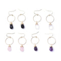 New Arrival Lead Free Natural Stone Earrings Rose Quartz Amethyst Prevent Allergy Natural Crystal Irregular Stone Earrings