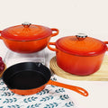 3 Pieces High Grade Kitchenware Enamel Cast Iron Cookware Set