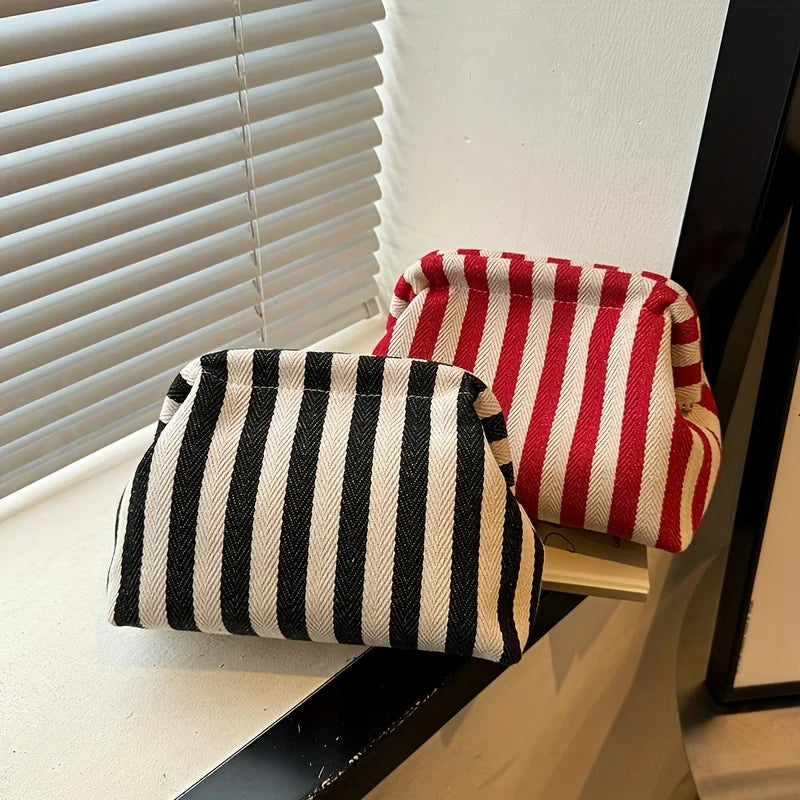 Royal Fair Large Eco-Friendly Custom Colorful Striped Canvas Cosmetic Bag for Toiletry Pouch Makeup Storage Bag Logo Daily Use