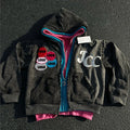 Custo Cotton Streetwear Y2K Cropped Boxy Double 3 Zipper Hooded Jacket Distressed Embroidery Patch Zip up Triple Layer Hoodie