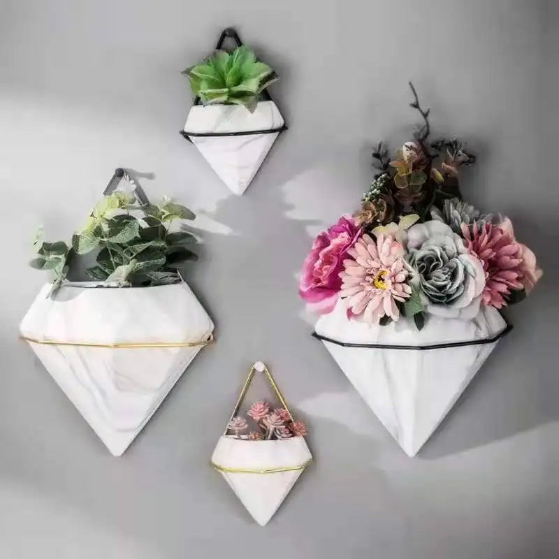 Flower Pots Ceramic With Iron Hanging Plant Pots Wholesale Hanging Planter Flower Pot Holder Hanger Garden Hanging Baskets