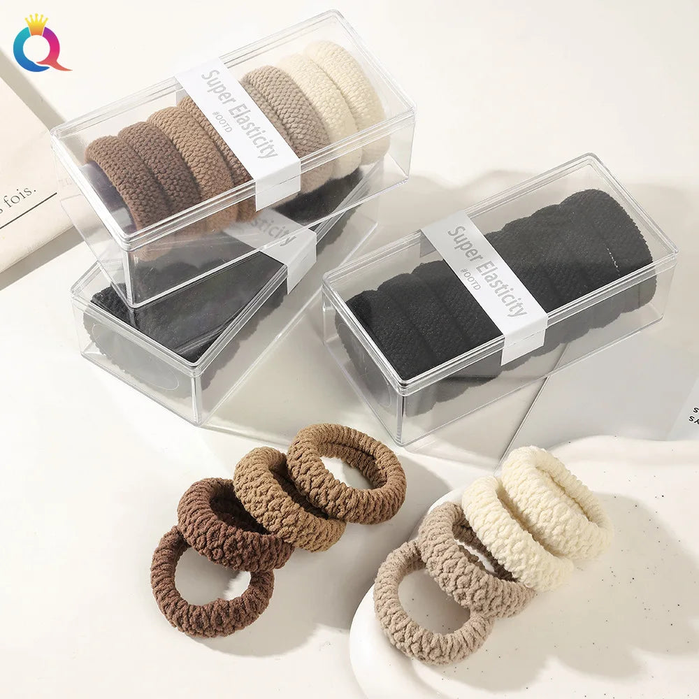 8-Piece Pack Seamless Hair Elastic Ring Super Elastic High Ponytail Holder for Thick Hair Women's Hairbands