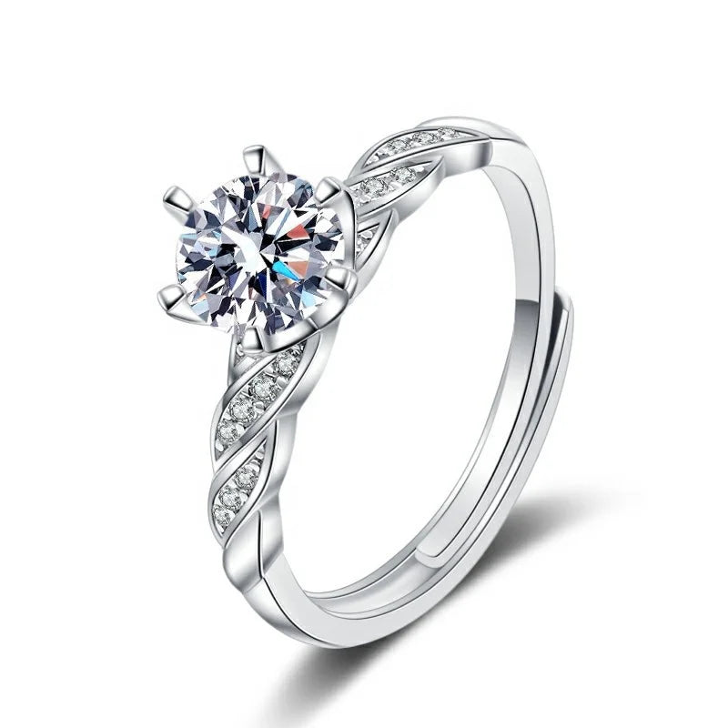 Round Cut White Gold 925 Sterling Silver VVS D Color 1 CT Women Diamond Moissanite Jewelry Engagement Rings