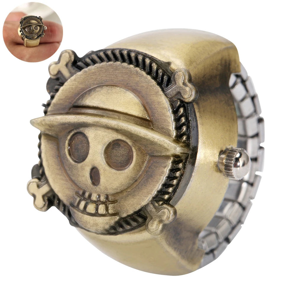 Vintage Jewelry Anime Cartoon Bronze Finger Hand Skull Luffy 1 PC Ring Watch for Gift