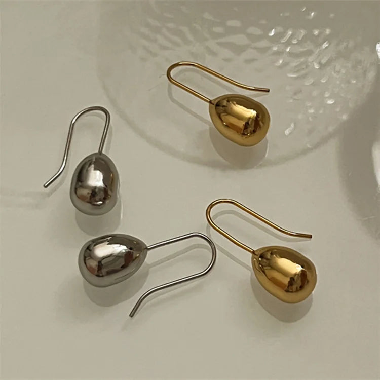 Ins Metal Geometric Waterdrop Hook Earrings Dainty 18k Gold Plated 316l Stainless Steel Drop Earrings for Women Girls