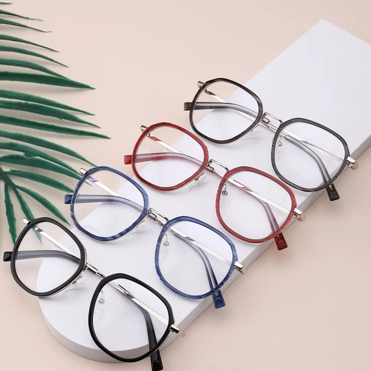 Fashion Vintage Acetate Optical Eyeglasses Frame Round Big Spectacles for Women