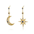 Fashion Jewelry 925 Sterling Silver Colorful Cz Diamond Stud Earrings Pendant Gold Plated Star Moon Drop Earrings for Women