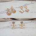Fashion Stud Earrings Heart Shaped Four Leaf Clover Earrings Geometric Opal Diamond Earrings for Girls