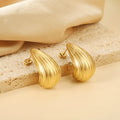 Fashion Stainless Steel Jewelry Tarnish Free C Shape Hollow Stud Earrings Waterdrop Stud Teardrop Statement Earrings for Girls