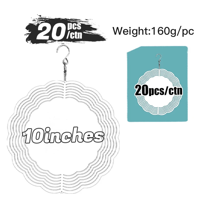 US Warehouse Free Shipping's Items 10 Inch White Blank Sublimation Aluminium Double Side Printing Wind Spinner 20pcs/ctn