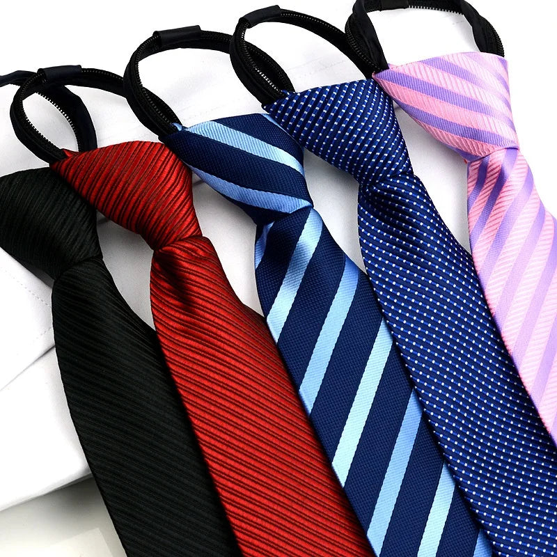 Wholesale Cheap Cravatte Zip Corbatas Simple Black Tie Funeral Necktie Zipper Neck Tie