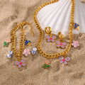 NEW GORGEOUS COLORFUL DROP GLUE FLOWER BOTTLE BUTTERFLY CUTE DANGLE NECKLACE Dazan 18k Gold Plated Stainless Steel HOT SELLING