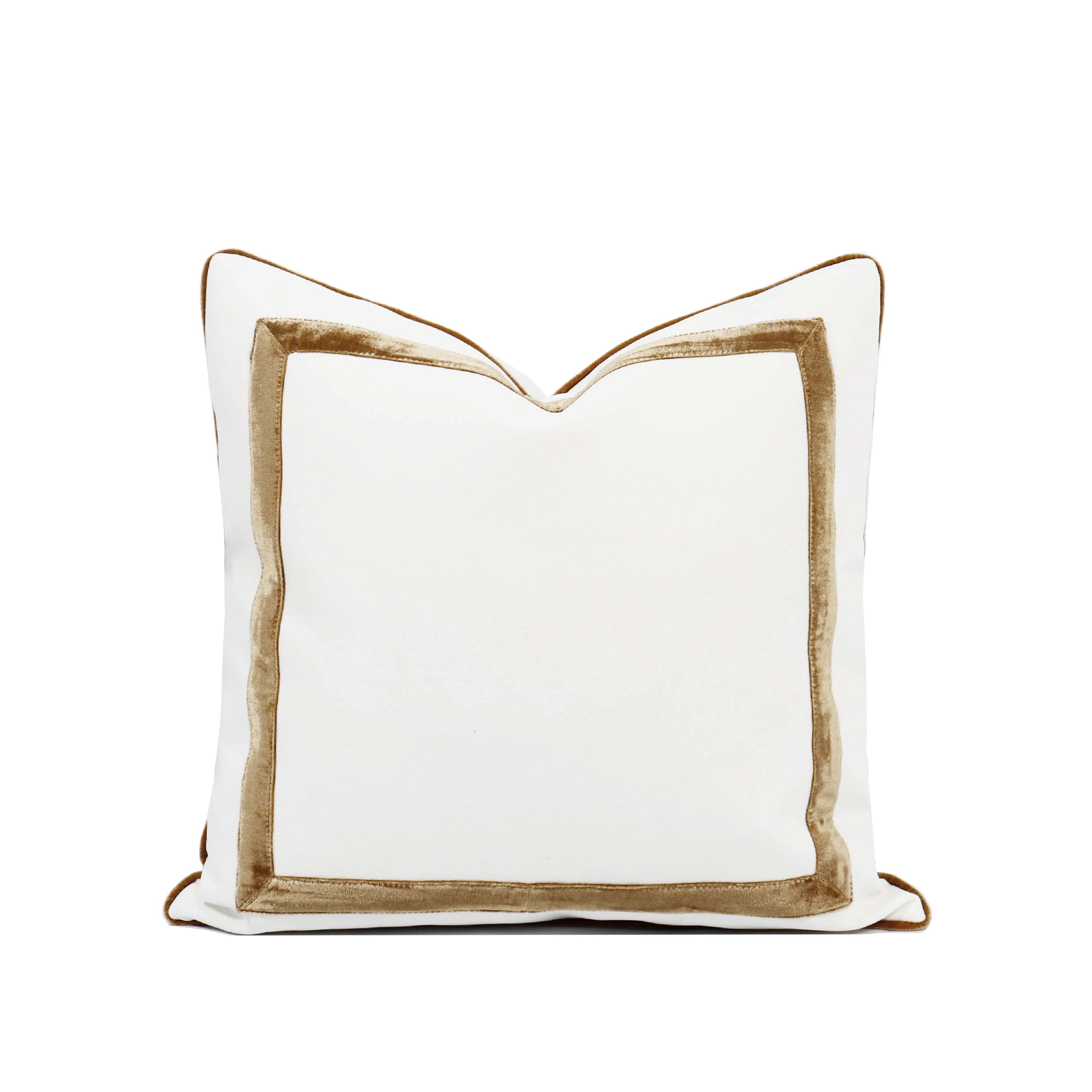 TIFFHOME Custom Luxury Cushion Cover Organic White Vintage Golden Line Blending Private Label Throw Pillows for Home Decor