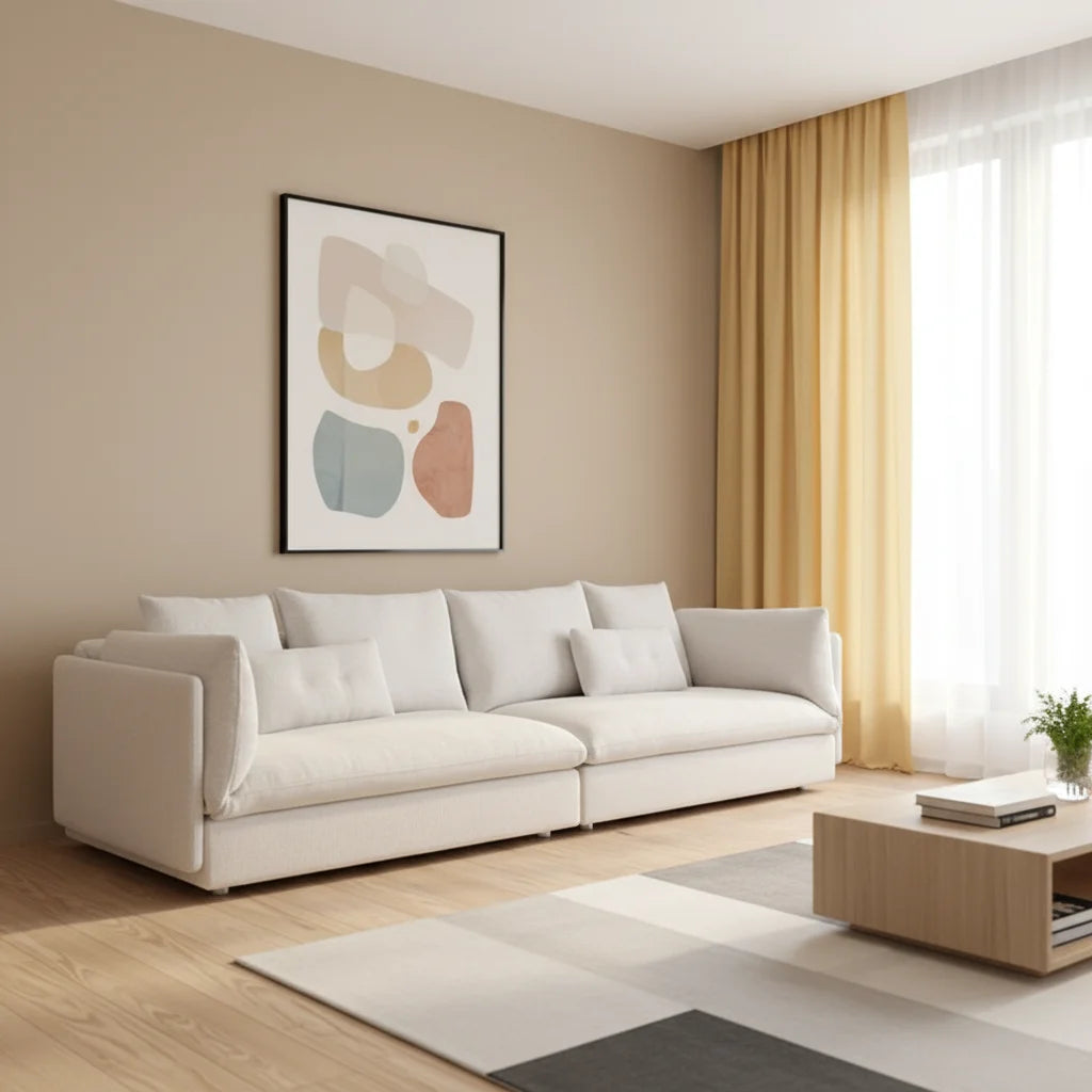 Zhida Supplier Custom Made Modern Simple White Fabric Sofas Sets and Couches for Living Room