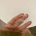 Hot Selling Pure 925 Sterling Silver Shiny CZ Zircon Happy Letters Pendant Necklace for Women Girls Jewelry