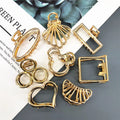 Fashion Gold Silver Plated Hammered Fan Rectangle Shape Women Large Metal Hair Claw Clips Accessories