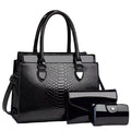 New Three Piece Set Versatile Fashion Retro Crocodile Pattern Zipper Closure PU Women Handbags MegaBDM