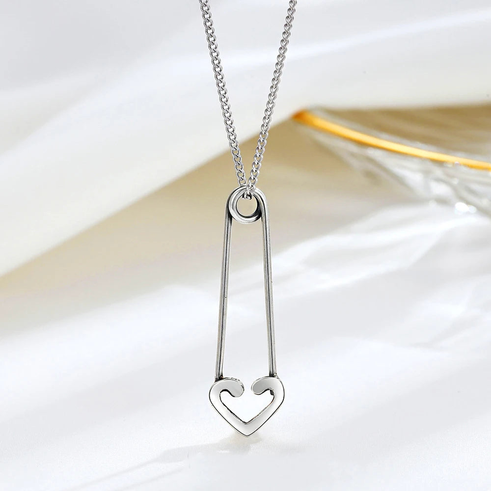 Personalized 925 Sterling Silver Stylish Paper Clip Pendant Necklace for Women