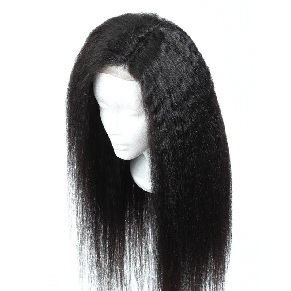 Cuticle Aligned Virgin Human Hair Lace Front Brazilian Yaki Straight Wig Free Sample Human Hair Wig Lace Frontal Wig