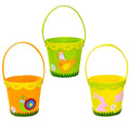 New Arrivals Happy Easter Basket Round Portable Non-Woven Fabric Storage Bucket Festival Gift for Adults Kids