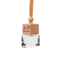 Custom logo Box Packing 8ml air Freshener Empty square Colored clear Car Hanging Perfume Glass Bottle with Wooden Cap