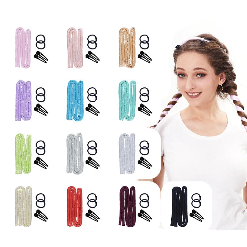 Hair Products Heatless Curling Rod Headband No Heat Silk Curls Ribbon Hair Rollers Sleeping Soft Headband Lazy Hair Accessoire