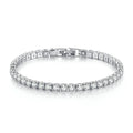 White Gold Plated 4MM Cubic Zirconia CZ Diamond Charm Tennis Bracelet for Women