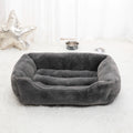 Modern Eco-Friendly Velvet Dog Bed with Reversible Cushion for Small Cats XL Size Solid Pattern in Grey/Black