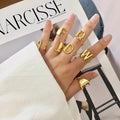RTS Minimalism English Initial Letter Ring Man Jewelry Women Gold Plated Couple Ring