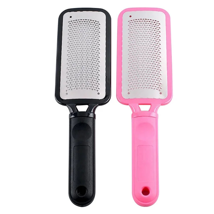 Hot Pink Stainless Steel & ABS Foot File Durable Plastic Handle Reusable Washable Callus Removal Foot Care Tool for Manicure