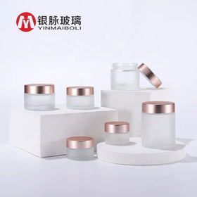 Wholesale 30g 50g Cosmetic Jar clear Glass Cream Jar with Rose Gold Lid Skin Care Jar Rose Gold