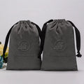 Custom Logo Embossed Grey Soft Luxury Velvet Gift Drawstring Bag for Jewelry Perfume Essential Oil Crafts Velvet Bag Pouch