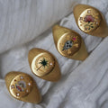 Rhinestone Inlaid 18K Gold PVD Rings Colorful Enamel Skull Shell Blossom Coconut Tree Painting Stainless Steel Signet Rings