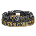 2026 Luxury Stainless Steel Beaded Bracelet Set Stacked Crystal Beads 18K Gold Plated Trendy Skull Crown Ball Charm Jewelry MegaBDM