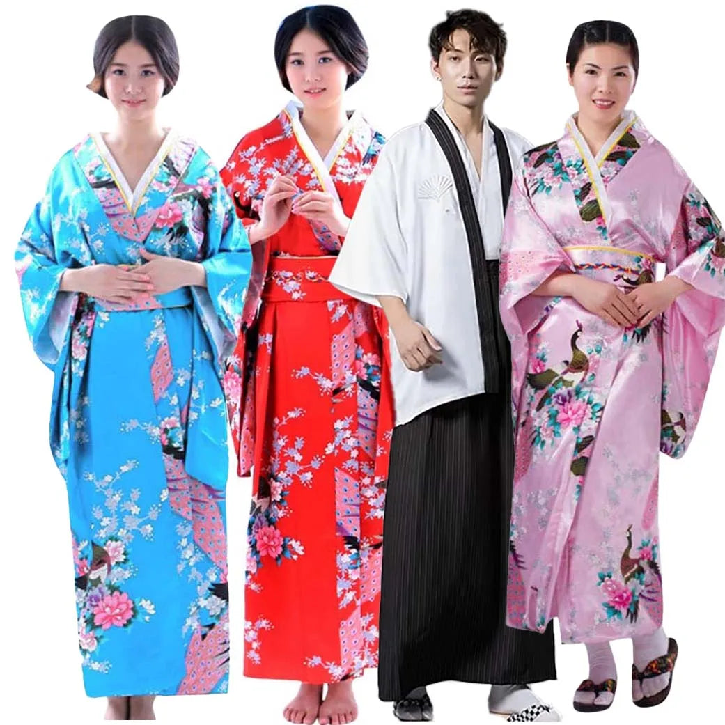 Asian Clothes Floral Print Traditional Japanese Kimono Women's Robe Dress for Cosplay TRAD-001