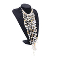 Women's Trendy Button Shape Beaded Necklace with Multi-Layer Shell Beads and Tassels Chains Beach Jewelry Accessory