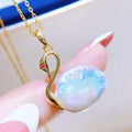 New Trendy 500 5-10mm Freshwater Pearl Necklace for Women Swan Shaped Baroque Pendant with Gold Link Chain