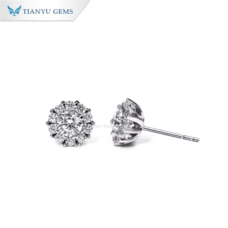 Tianyu Gems S925 Wholesale Manufacturer Screw Back 0.5CT Vvs Moissanite Sterling 925 Silver 18K Gold Plated Earrings Stud
