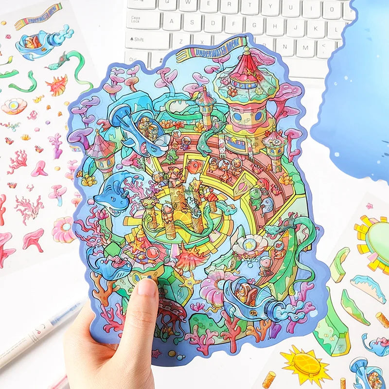3pcs/pack  World Creative Stickers Stereoscopic Stickers 3D Stereoscopic Large Scenic Stickers