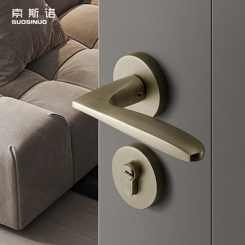Wholesale American Style Door Lock Simple Zinc Alloy Brass Steel Handle Bedroom Home Villa Office New Wooden Door Lock Handle