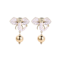 Minimalist Gold Plated Round Ball Animals Drop Earrings White Oil Dripping Elephant Stud Earrings