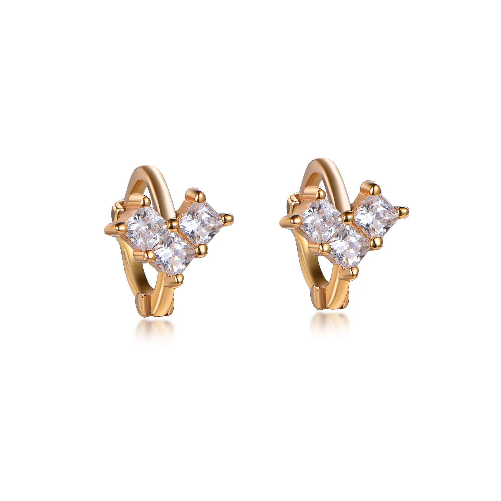 Kirin CZ Gold Plated 925 Silver Hoop Earring for Women Trendy Zirconia Fashion Jewelry for Wedding Anniversary Party or Gift