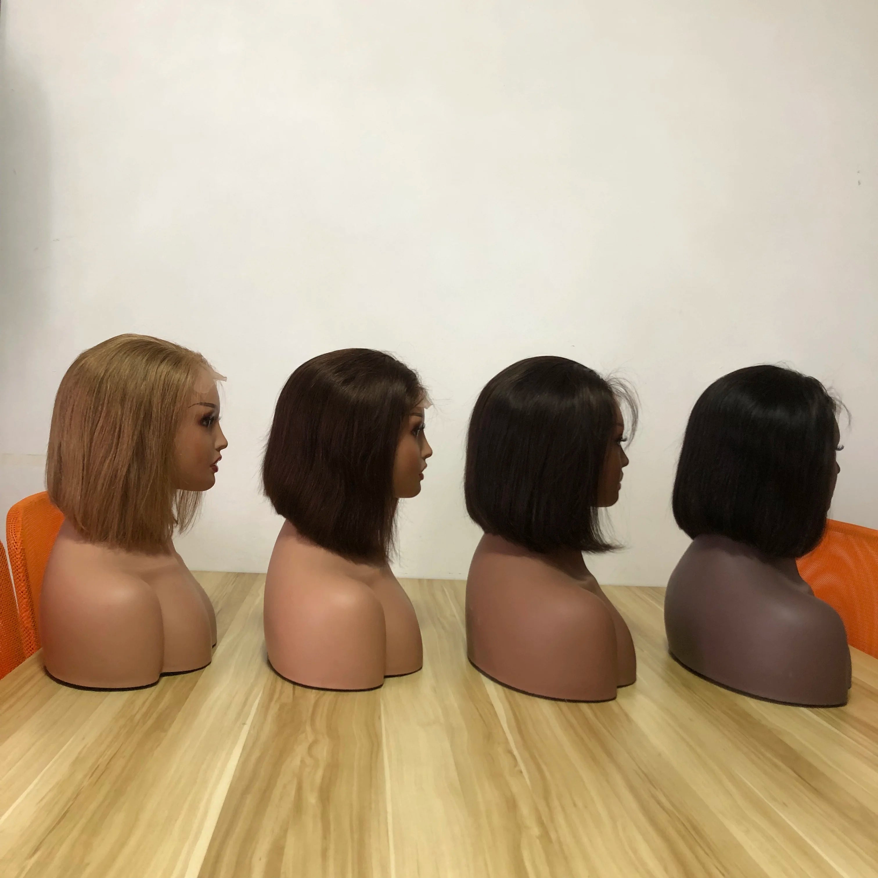 AU Woman Wig 100% Human Hair Remy Straight Brazilian Hair Dobdle Human Hair Toupee Machine Made 4X4 Bob Wigs with Air Bangs