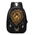 2024 High Fashion 3D Lionhead Cartoon Creative Backpack Women's Casual Bag Riveted Zipper Backpack Punk Relief