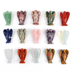 Wholesale Natural Crystal Gemstone Quartz Angel Archangels Pocket Stone Figurines Hand Carved Craft for Decoration