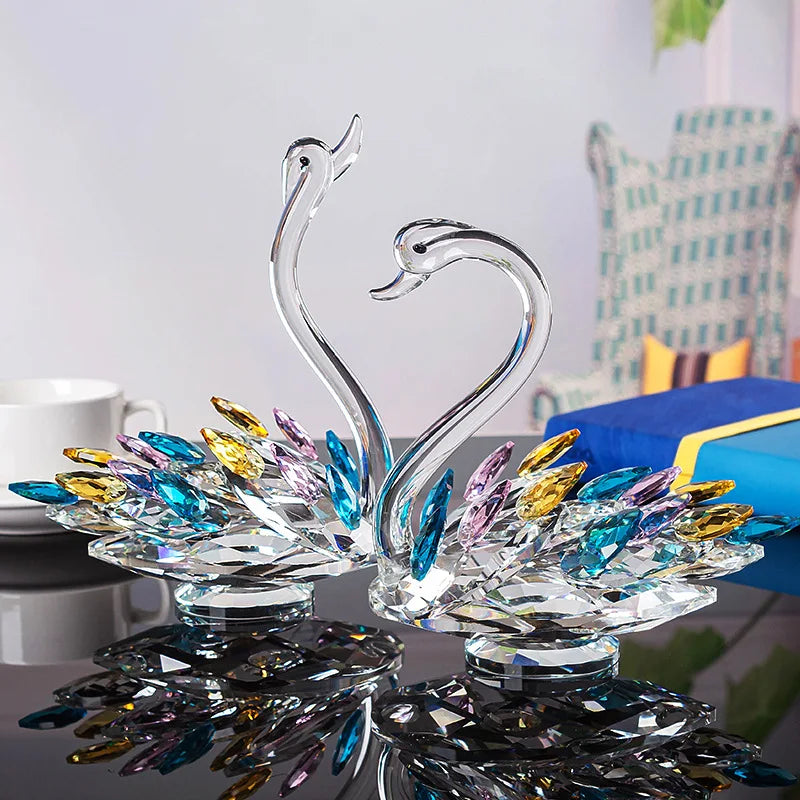 DIY Wholesale Cheap Centerpieces Wedding Favor Crystal Swan Figurines Crystal Craft
